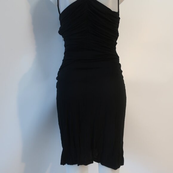 Womens Roberto Cavalli Black Ruched Dress W/Gold Hardware 42/S - Picture 12 of 14